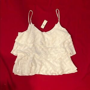 Anthropologie Cream Ruffled Sleeveless Camisole NWT